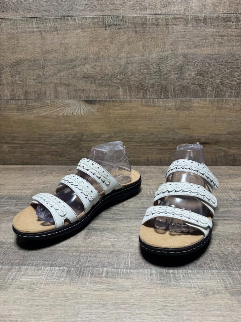 Clarks Laurieann Cove White Leather Slide Sandal Women's Size 10